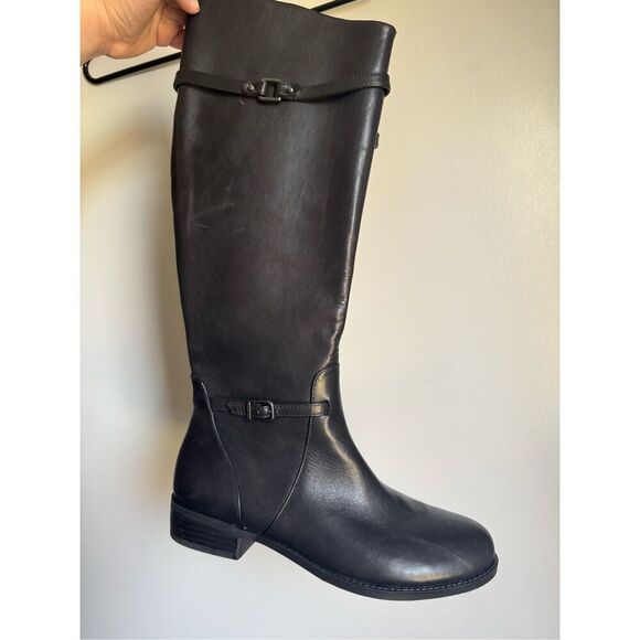 NEW Gianni Bini Leather Mirrie Black Knee High Riding Boots Women's sz 8.5 - Picture 2 of 7